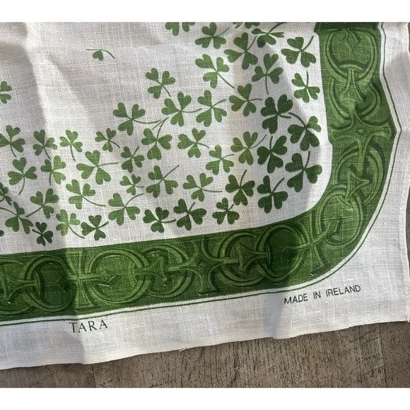 Vintage Shamrocks‎ & Celtic Knot Pure Irish Linen Kitchen Towel - Picture 3 of 4